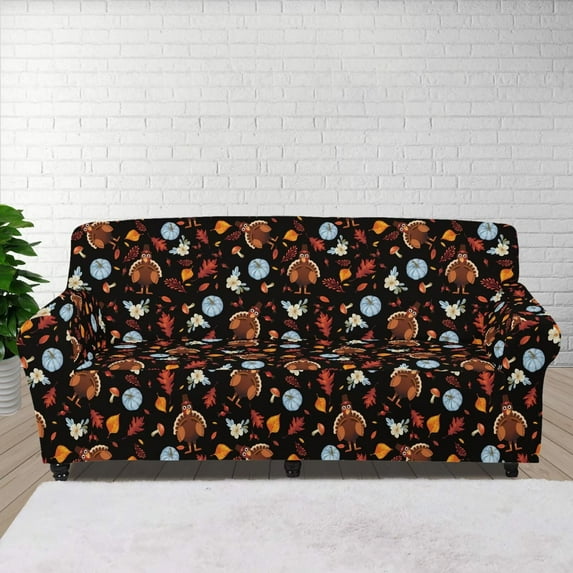 XYZCANDO Thanksgiving Turkey Armchair Slipcover 1 Piece Couch Sofa Cover, Washable High Elastic Stretchable Universal Furniture Protection 4 Seater Cushion