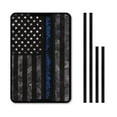 thumbnail image 1 of XYZCANDO Thin Blue Line American Flag RV Door Shade Police Flag RV Black Out Window Covers with Hook And Loop RV Door Window Foldable Camper Blinds RV Insulated Window Covers Black, 1 of 7
