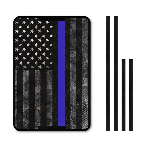 XYZCANDO Thin Blue Line American Flag RV Door Window Shade Police Flag RV Window Curtains for Inside Camper RV Accessories USA Flag RV Sun Shade with Hook and Loop Foldable RV Window Cover Black