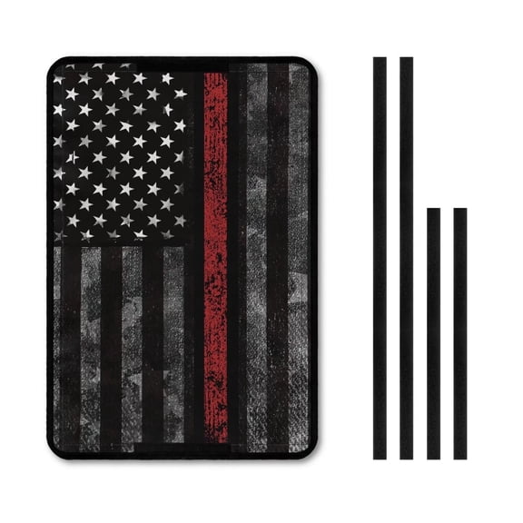 XYZCANDO Thin Red Line American Flag RV Door Window Shade American Honoring Firefighter Flags RV Window Cover USA Flag RV Insulated Window Covers Foldable Camper Blinds for Travel Trailers Black