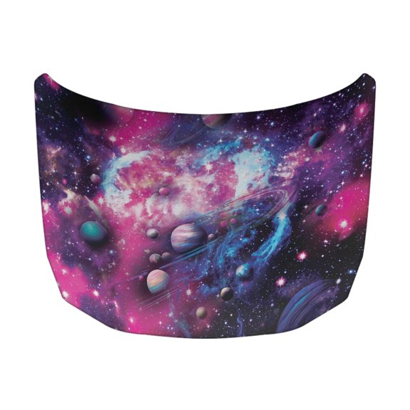 XYZCANDO Trendy Universal Car Hood Cover featuring Pink Galaxy Planets - Durable All Season Protection for Car Enthusiasts