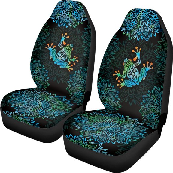 XYZCANDO Tribal Frog Mandala Pattern Car Seat Covers Polyester Easy to Install Front Seat Cover Automobile Seats Interior, Full Protection Breathable SUV Sedan