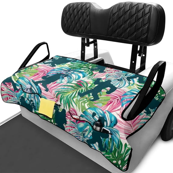 XYZCANDO Tropical Bigfoot Golf Cart Seat Cover with 4 Pockets - Washable Non-slip Universal 2-Seat Cover for EZGO Club Car Yamaha