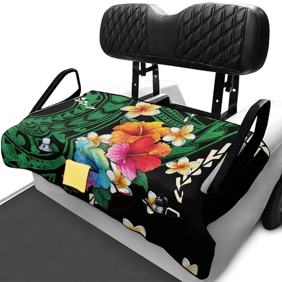 XYZCANDO Tropical Floral Golf Cart Seat Cover | 4 Storage Pockets | Non-Slip Washable Universal Fit for 2-Seat Golf Carts
