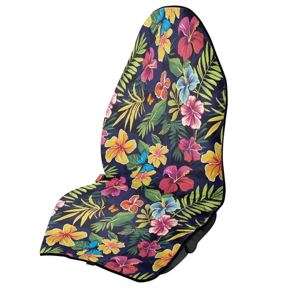 XYZCANDO Tropical Floral Print Car Seat Towel Cover, Compatible with Truck Seat Van, Terry Cloth Car Seat Covers for Cars Sedans Waterproof