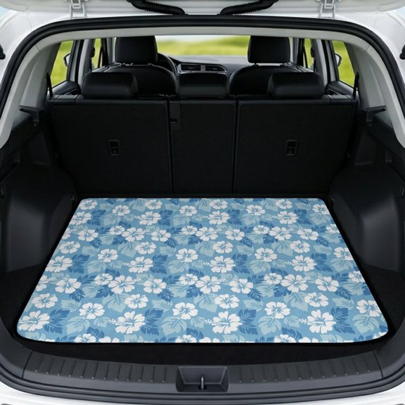XYZCANDO Tropical Flower Car Cargo Mat 29" x 39", All-Weather Trunk Protector with Non-Slip Backing, Easy-Clean Stitched Edge Universal Mat for SUVs, Sedans and Trucks