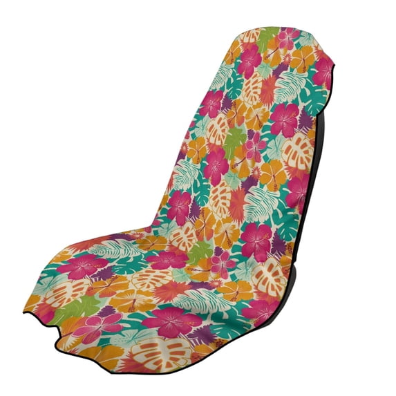 XYZCANDO Tropical Hibiscus Floral Print Car Seat Cover Towel Washable for Gym Workout, Comfortable Breathable Towel Car Seat Covers Non-Slip
