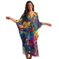thumbnail image 1 of XYZCANDO Tropical Leaf Kaftan Dresses for Women V Neck Beach Cover Ups Caftan Beach Dresses for Swimwear Plus Size Lounge Maxi Dress Swimsuit Coverup Hawaiian Robe Summer Casual Dress, 1 of 7