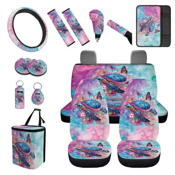 XYZCANDO Turtle Butterfly Keychain Fender Cover Handbrake Cover Lipstick Cover Trash Can Car Coasters Car Cushion Cover Steering Wheel Cover Armrest Cover Seat Belt Cover Fashion