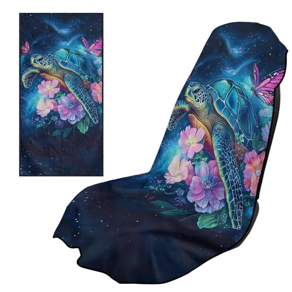 XYZCANDO Turtle Car Seat Cover Towel Florals Waterproof Sweat Towels Seats Cover Non Slip Backing Sweatproof Cushion Protector Easy to Store Universal Fit for Cars SUV Sedans