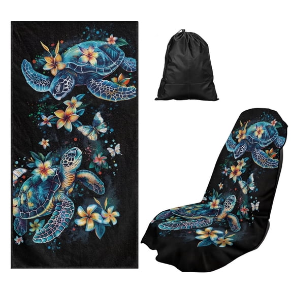 XYZCANDO Turtle Seat Cover Towel Waterproof and Sweatproof Towels Seats Covers Nonslip Flowers Stain Resistant Seat Cushion Protection for Gym Running Athletes Fitness Workout