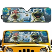 XYZCANDO Turtle Windshield Sun Shade Blocks UV Rays Sun Visor Protector for 2007-2018 Jeep Wrangler JK JKU & 1997-2006 Jeep Wrangler TJ LJ Windshied Sunshade Block UV Rays