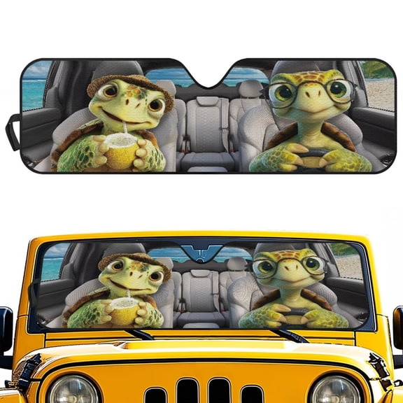 XYZCANDO Turtle Windshield Sun Shade for Jeep Wrangler JL JLU 2018-2025 / Jeep Gladiator 2020-2025 UV Rays Blocker Sun Visor Shade Keep Vehicle Cool 51.57 in *16.14 in