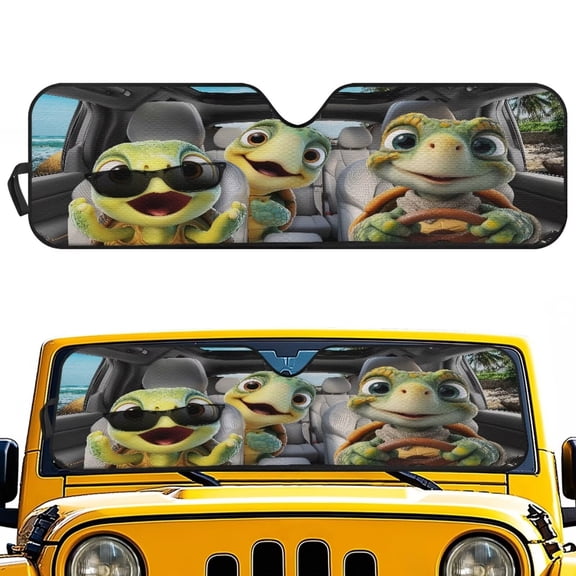 XYZCANDO Turtle Windshield Sun Shade Sun Visor for UV Rays & Heat Protection for 2007-2018 Jeep Wrangler JK JKU & 1997-2006 Jeep Wrangler TJ LJ Keep Your Vehicle Cool