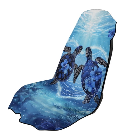 XYZCANDO Turtle and Floral Print Car Seat Towel Cover Machine Washable for Swimming Gym, Non-Slip Easy Install Seat Cover Non-Fading
