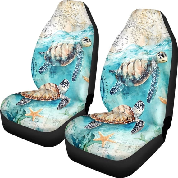 XYZCANDO Turtle and Star Pattern Car Seat Covers for Woman Decorative Front Seat Cover Thin Easy to Install, for Van Auto Truck