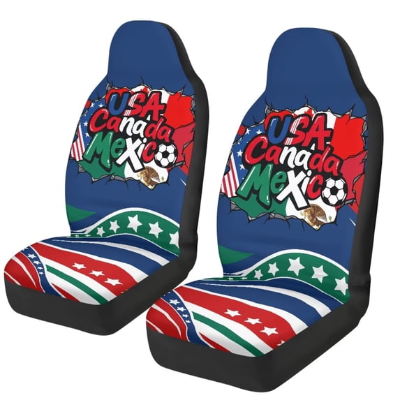 XYZCANDO USA Canada Mexico Car Seat Covers 2 Pcs Automobile Front Seat Covers for Men Protection Interior Accessories Compatible with Most Cars SUV and Sedan