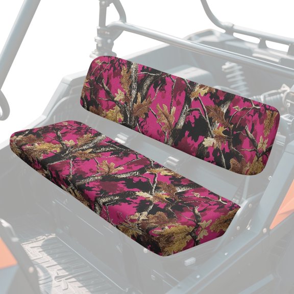 XYZCANDO UTV Seat Cover with Pink Camo Leaf Pattern, UTV Seat Cushion Cover for Entry Level and Professional Offroad Riding