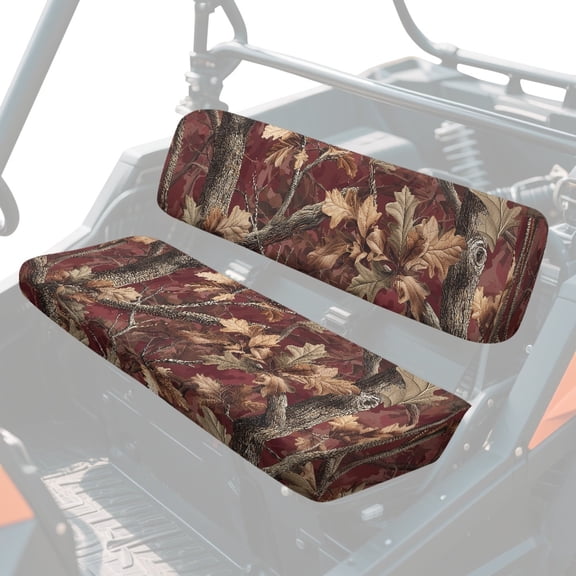 XYZCANDO UTV Seat Cover with Red Camo Oak Print, Two Piece Set for off road adventure and outdoor trail riding