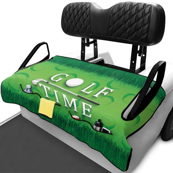 XYZCANDO Universal 2-Seat Golf Cart Seat Cover - Terry Cloth Non-Slip Protector with 4 Storage Pockets for Golf Enthusiasts
