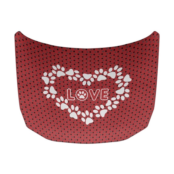 XYZCANDO Valentine's Day Car Hood Cover featuring Paw Print Heart - Ideal for Dog Loving Pet Owners and Romantic Holiday Decor