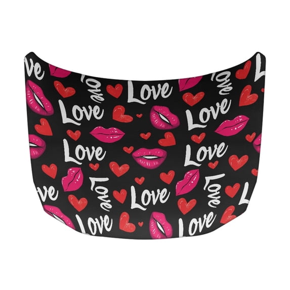 XYZCANDO Valentine's Day Universal Car Hood Cover featuring Love Hearts Lips - Durable Weather Resistant Exterior Car Decoration