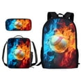 thumbnail image 1 of XYZCANDO Vintage Fire Baseball Print Backpack Set Fashion 17 Inch Backpack with Lunch Bag and Pencil Case Bookbag Rucksack Daypack with Ergonomic Strap for Middle School Student, 1 of 4