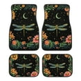 XYZCANDO Vintage Floral Dragonfly Moon Print Car Floor Mats Full Sets