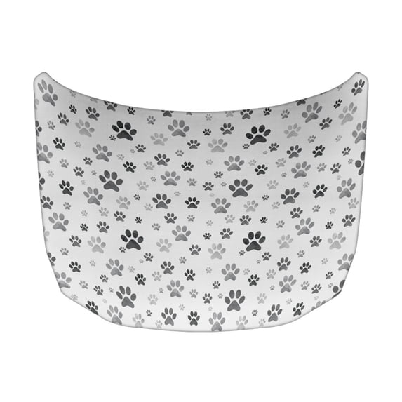 XYZCANDO Waterproof Car Hood Cover, Gray Paw Print Pattern Stretch Fabric Car Hood Cover Protector, Decorations Car Hood Flag Cover