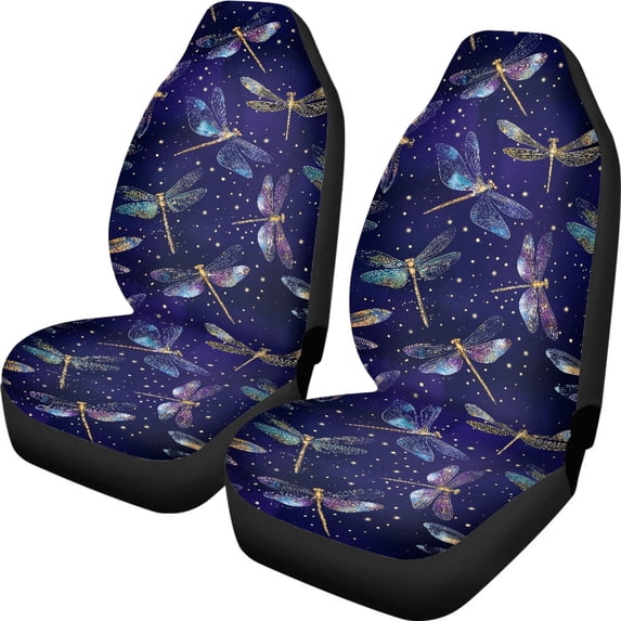 XYZCANDO Waterproof Car Seat Covers SUV Vehicle Sedan, Anti-Slip Easy Clean Car Front Seat Covers 2pc Polyester Fabric Dragonfly Pattern