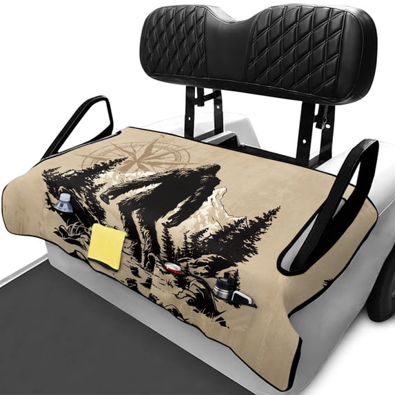 XYZCANDO Wilderness Bear 2-Seat Golf Cart Seat Cover with 4 Pockets, Non-Slip Washable Terry Cloth Universal Fit Outdoor Golf Accessory