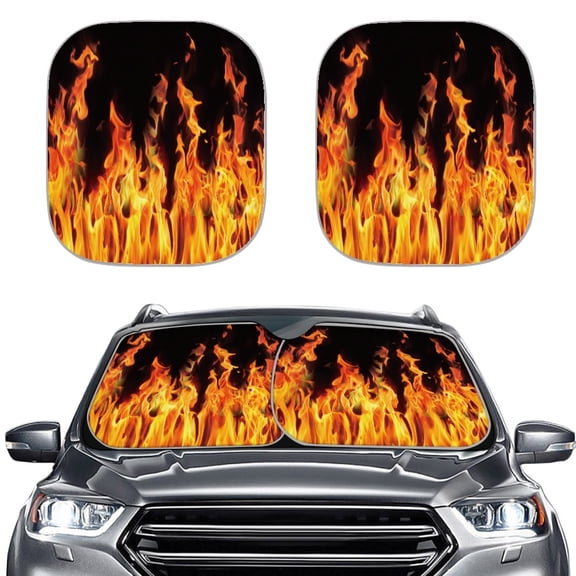 XYZCANDO Windshield Sun Shade with Bright Flame Print, Car Windshield Sunshade for Suvs and Trucks, Universal Fit Foldable Design