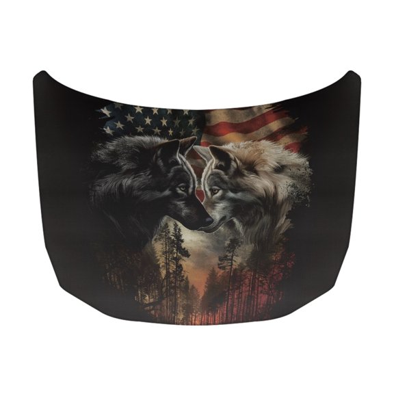 XYZCANDO Wolf Pride Flag Car Hood Cover Windproof, Car Hood Cover Protector Swimsuit Fabric Sunproof All-Season Protection Car Hood Protector for Van