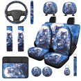 thumbnail image 1 of XYZCANDO Wolves Moon 14 Pieces Auto Seat Covers Full Set Steering Wheel Cover Auto Center Console Armrest Pad Seat Belt Covers Headrest Covers Cup Coasters for Most Cars SUVs Sedans, 1 of 7
