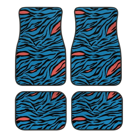 XYZCANDO Zebra Blue Print Car Floor Mats Front & Rear Liners Set Anti-Slip Car Carpet Universal Fit Auto Interior Decoration Floor Mats Set of 4 for SUVs Sedan Car