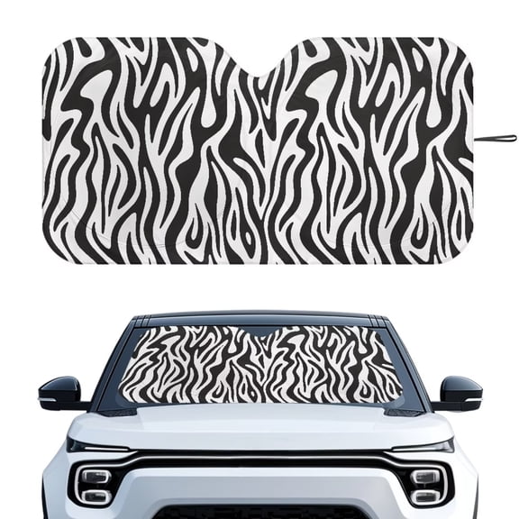 XYZCANDO Zebra Stripes Car Windshield Sunshades Front Window Sun Shade Sun Visor Protector Polyester Fully Covered Foldable Front Sunshade Universal Fit for Most Cars,SUV,Sedan