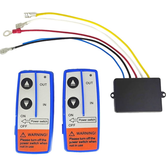 XYZIL 2PCS 12V Wireless Winch Remote Control Kit Compatible with Jeep Truck SUV ATV SUV Boat 4x4 Vehicle Car Motor Recovery Switch Universal Handset Controller Plow Lift 100ft Receiver Safe Distance
