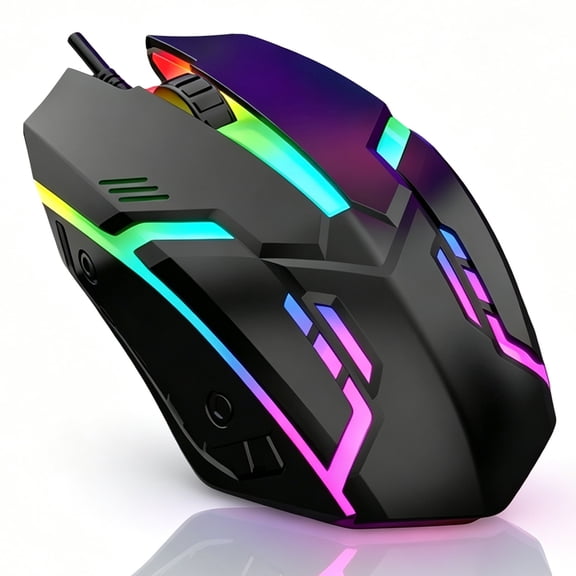 XYvans Gaming Wired Mouse,Silent USB Corded Mouse with Side Buttons, Office and Home Mice, Ergonomic Shape for Windows Computers, Macs, iPad, Pc and Laptops Accesseries-Black