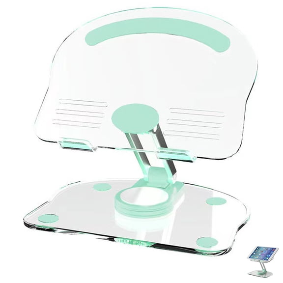 XYvans Tablet Stand, Foldable 360° Rotating Acrylic Adjustable Desktop Tablet Holder with Non-Slip Silicone for 4.7-13 Inch Devices（Green）