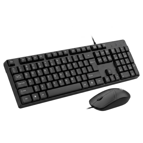 XYvans Wired Keyboard and Mouse Combo,Full-Size Office Typewriter Quiet Keyboard, USB Plug-and-Play, Compatible for Windows, Mac OS Desktop/Laptop/PC - Black