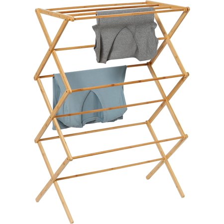 XZ Collapsible Bamboo Drying Rack – Sturdy & Foldable Laundry Drying Rack, Space-Saving
