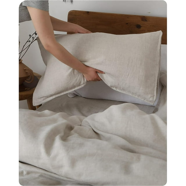 XZ XIFA 100 Natural French Flax Linen Duvet Cover King Olive Green Cooling Duvet Cover Set Soft