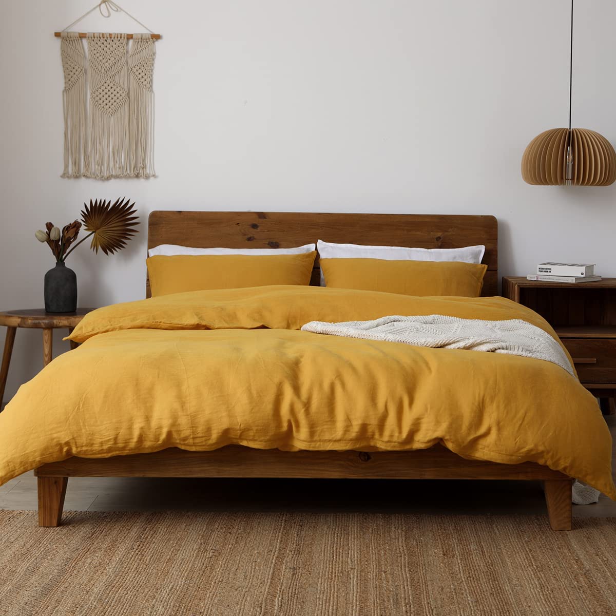 XZ XIFA 100 Natural French Flax Linen Duvet Cover King Olive Green