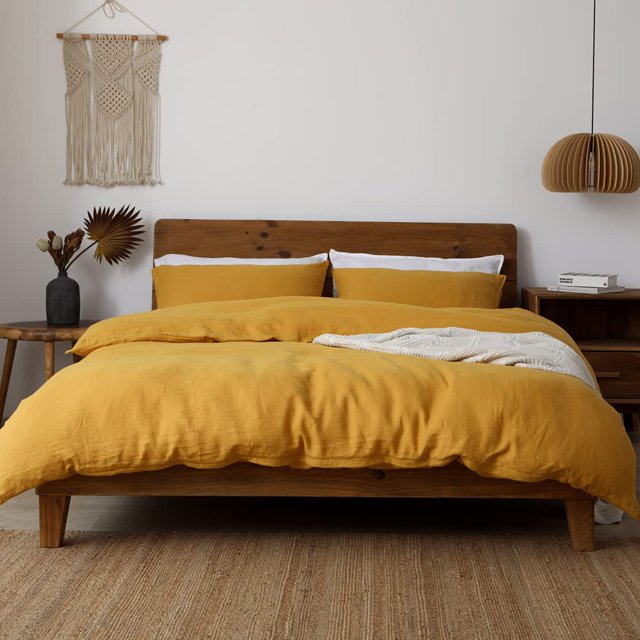 XZ XIFA 100 Natural French Flax Linen Duvet Cover King Olive Green