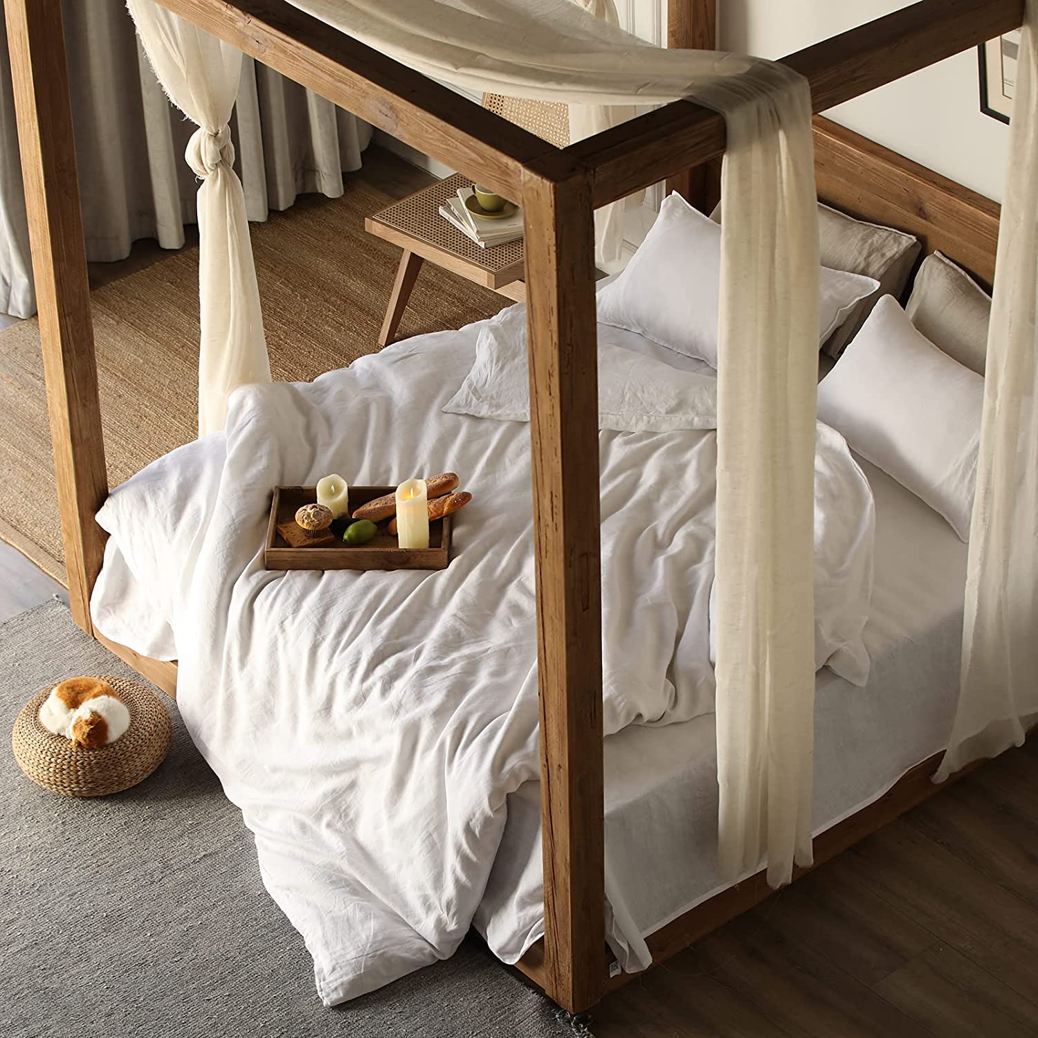 XZ XIFA 100 Natural French Flax Linen Duvet Cover King Olive Green