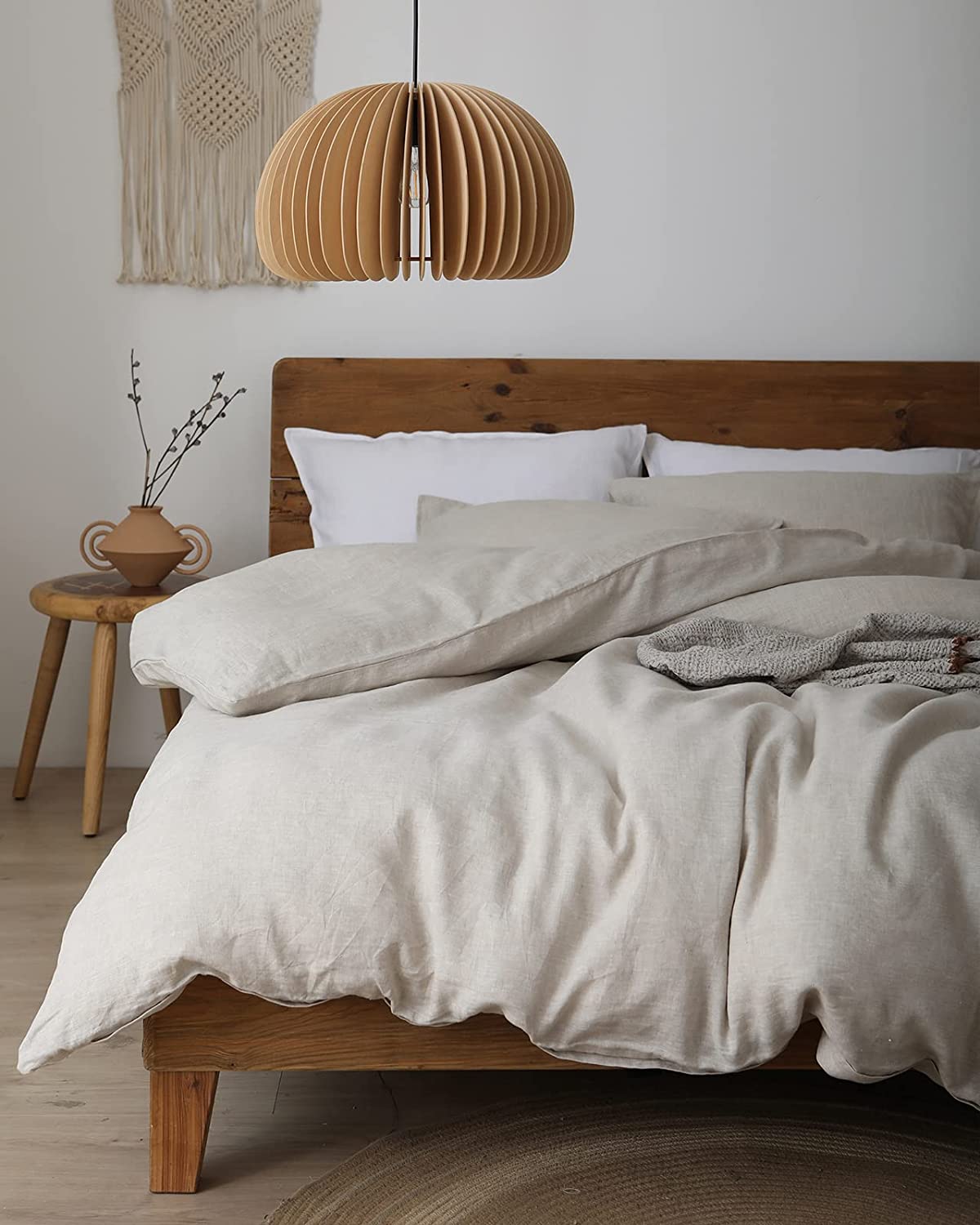 XZ XIFA 100 Natural French Flax Linen Duvet Cover King Olive Green