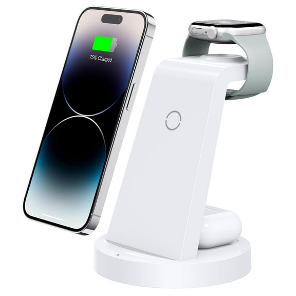 STYU 3-in-1 Charging Station Compatible with iPhone, Wireless Charger Compatible with iPhone 16 15 14 13 12 11 X Pro Max and Apple Watch - Wireless Charging Station for AirPods 4 3 Pro