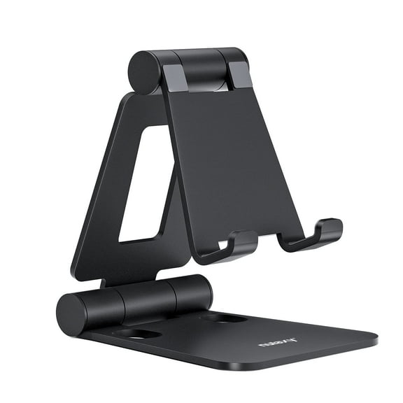 XZAMB Dual Folding Cell Phone Stand, Fully Adjustable Foldable Desktop Phone Holder Cradle Dock Compatible with Phone 16 15 14 13 12 11 Pro Xs Xs Max Xr X 8, Nintendo Switch, All Phones