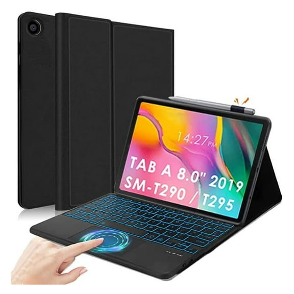XZAMB Galaxy Tab A 8.0 2019 Keyboard Case SM-T290, 7 Color Backlight Detachable Wireless Bluetooth Keyboard Multi-Angles Stand Protective Cover with S Pen Holder Compatible with Galaxy Tab A 8.0