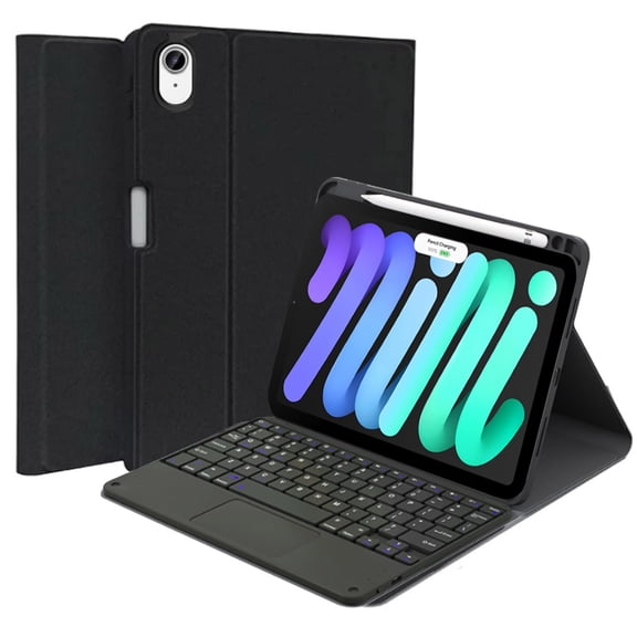 XZAMB IPad Mini Touchpad Keyboard Case Compatible with iPad Mini 5/4/3/2/1, Magnetically Detachable Wireless Keyboard, Smart Folio with Pencil Holder  iPad Mini 5/Mini 4, Black